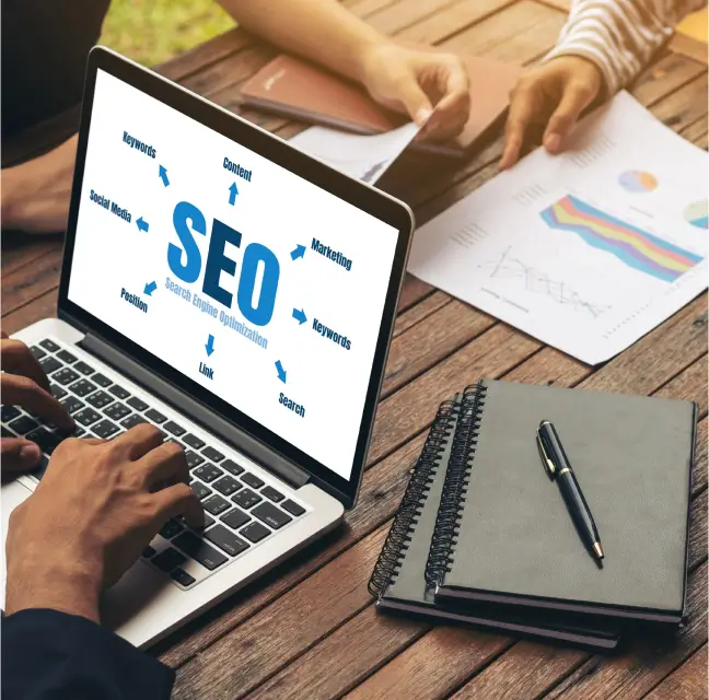 person-on-computer-with-documents-referencing-search-engine-optimization person on computer with documents referencing search engine optimization