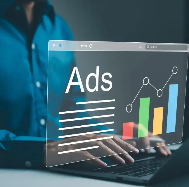 person-typing-on-laptop-with-paid-search-displaying Paid Search Media